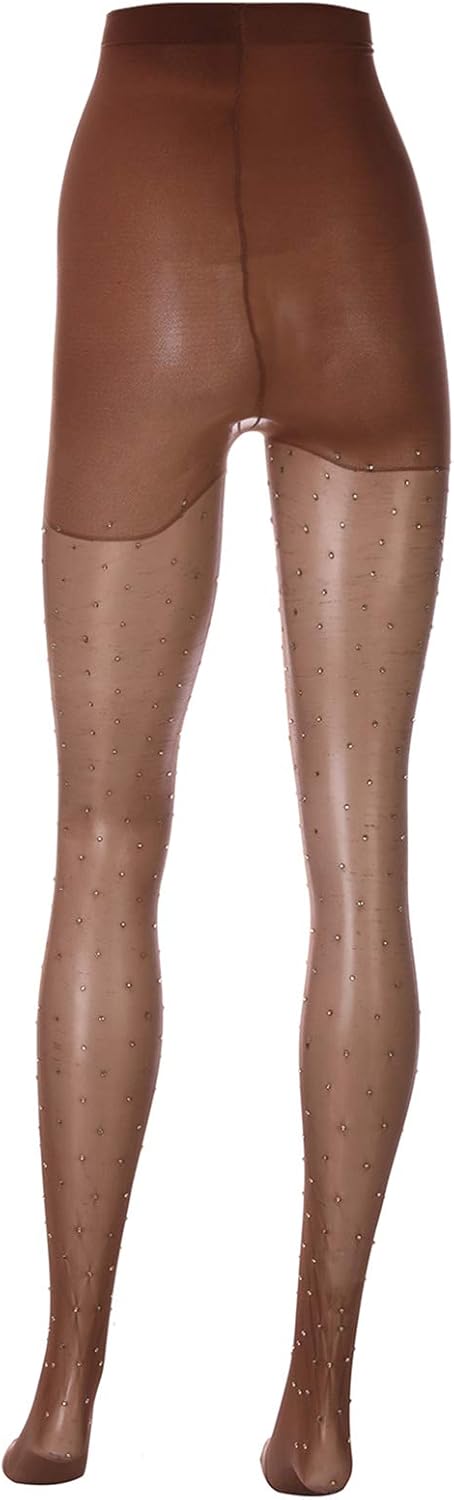 Bb Embroidered Crystal Tights For Women - Brown - 2724633595778