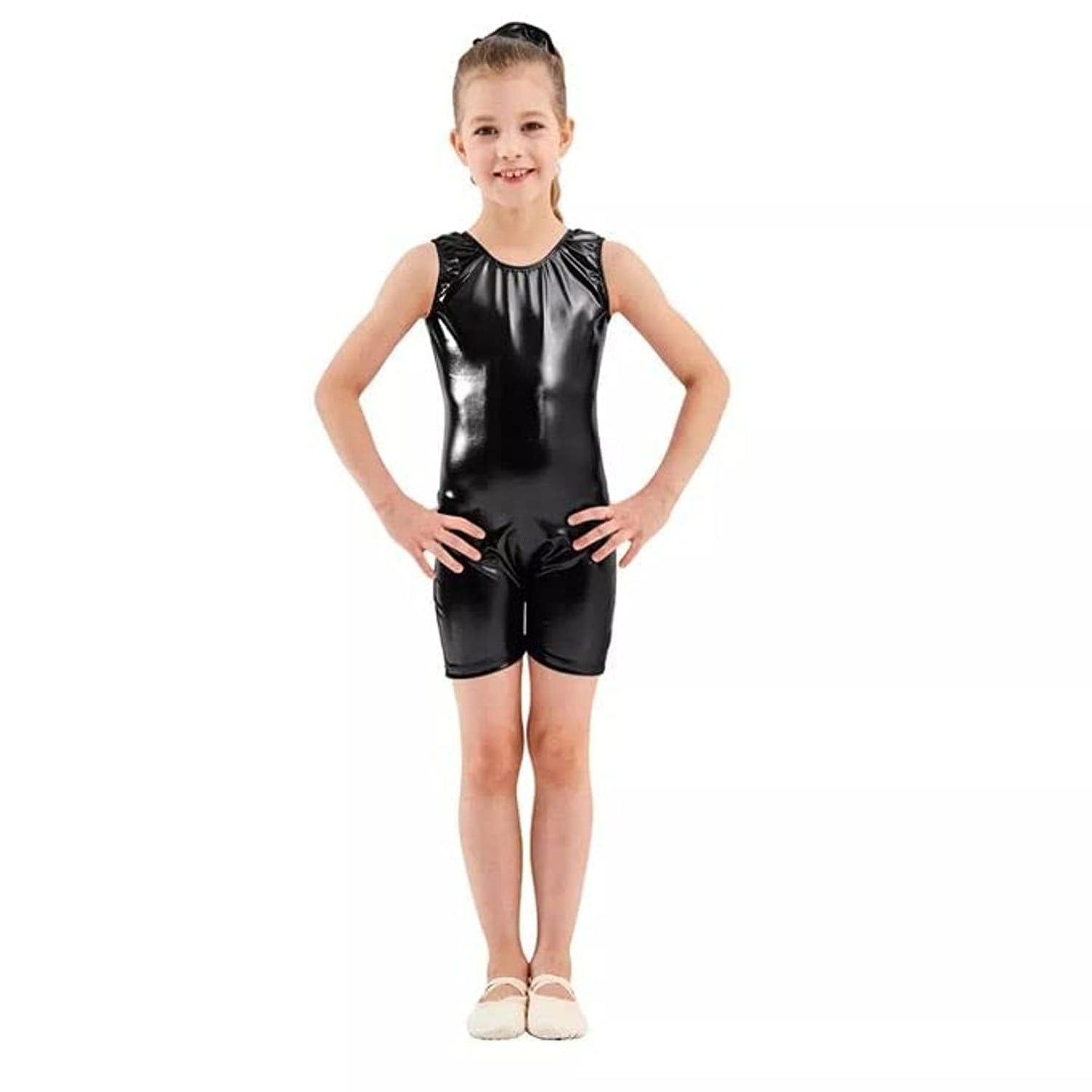 Gymnastics Girls Lycra Leather Jumpsuit