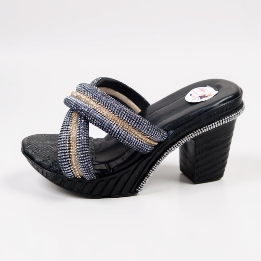 Ghils Women's Crystal Slippers X High Heel Egyptian Sleeper White