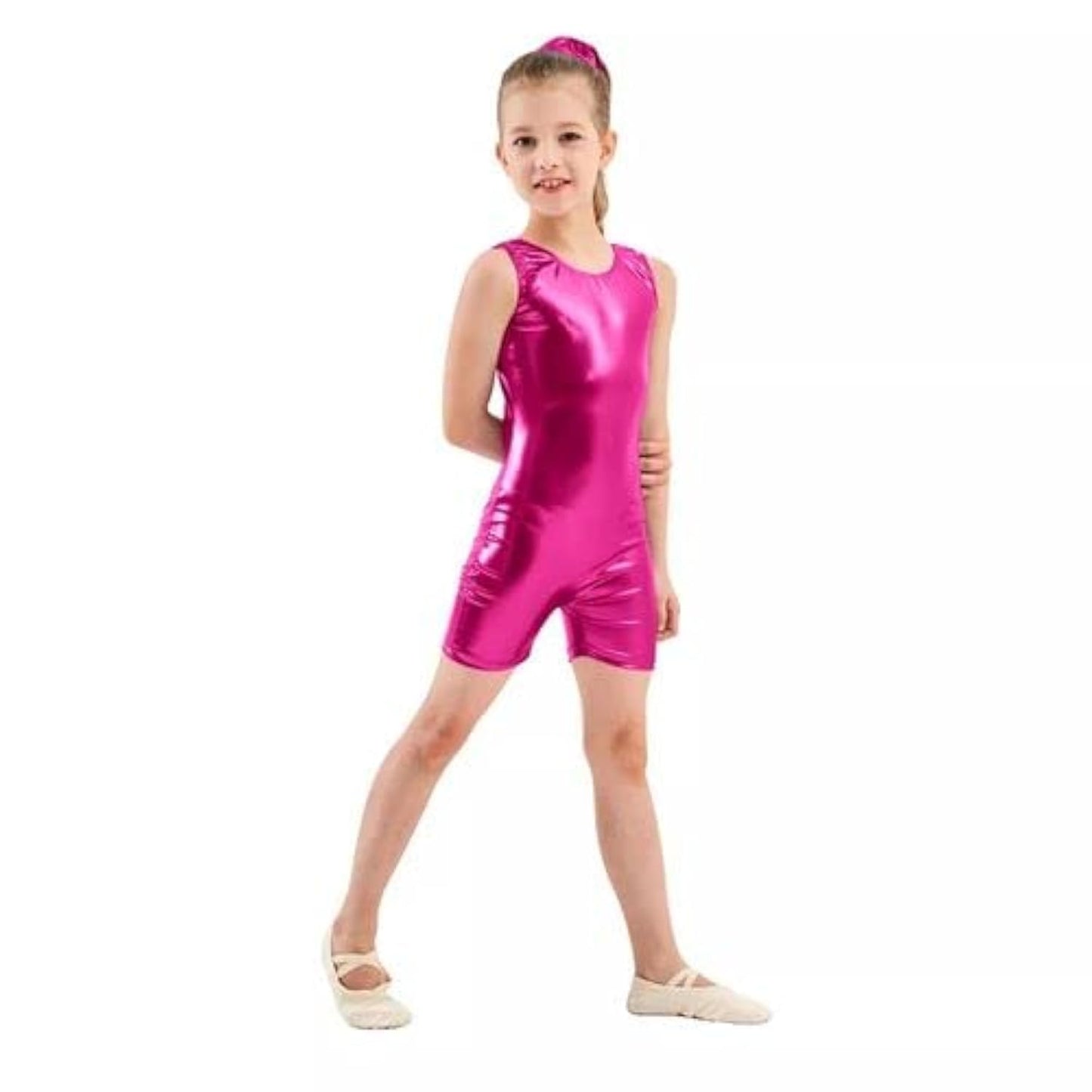 Gymnastics Girls Lycra Leather Jumpsuit