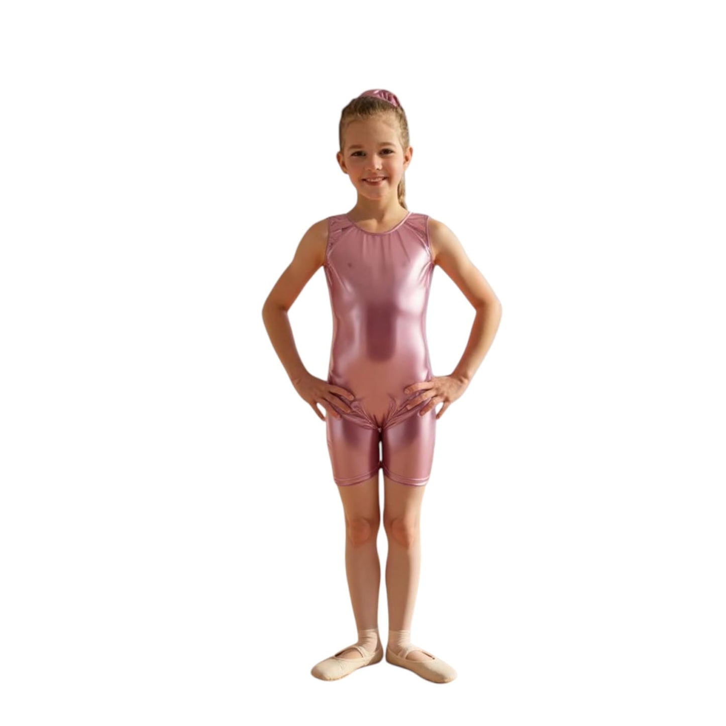 Gymnastics Girls Lycra Shorts Leather Jumpsuit