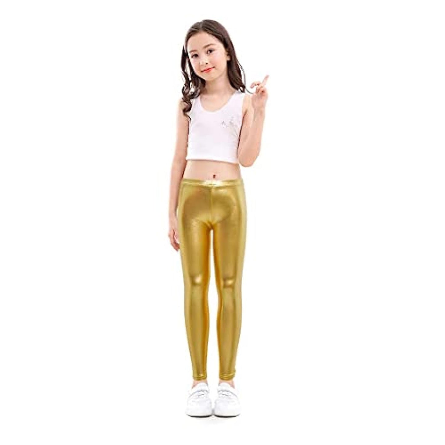 Girls' Stretch Lycra Faux Leather Leggings