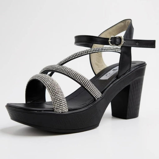 Crystal Sandal For Women Mid Heel