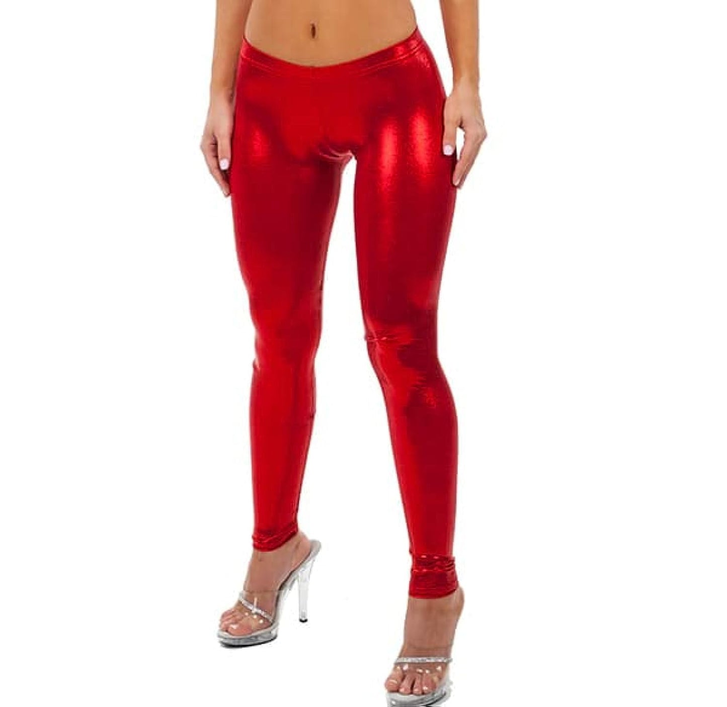 Women's Shiny Low Waist Stretch Leather Leggings Party Leggings