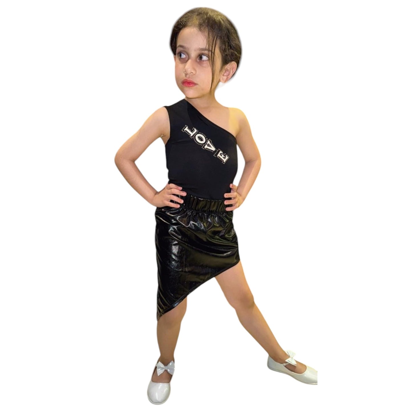 Pocket Girls Leather Disco Lycra Jump and Jump
