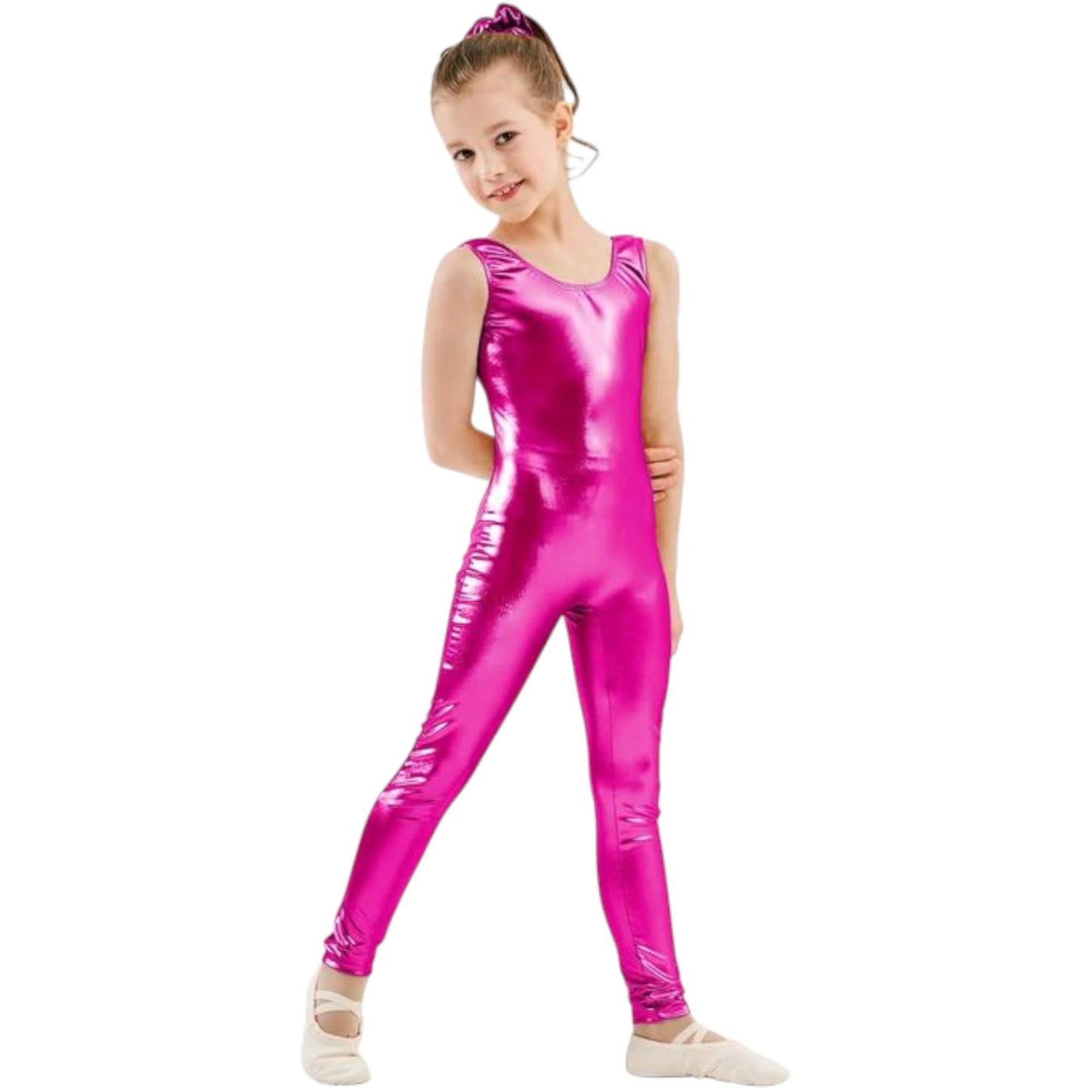 Gymnastics Girls Lycra Pants Leather Jumpsuit