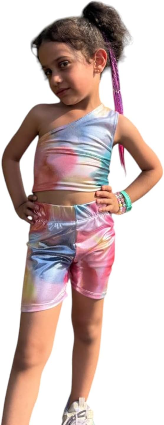 Lycra Set of 2 Pieces Gymnastics Ballet Crop Shoulder Shorts