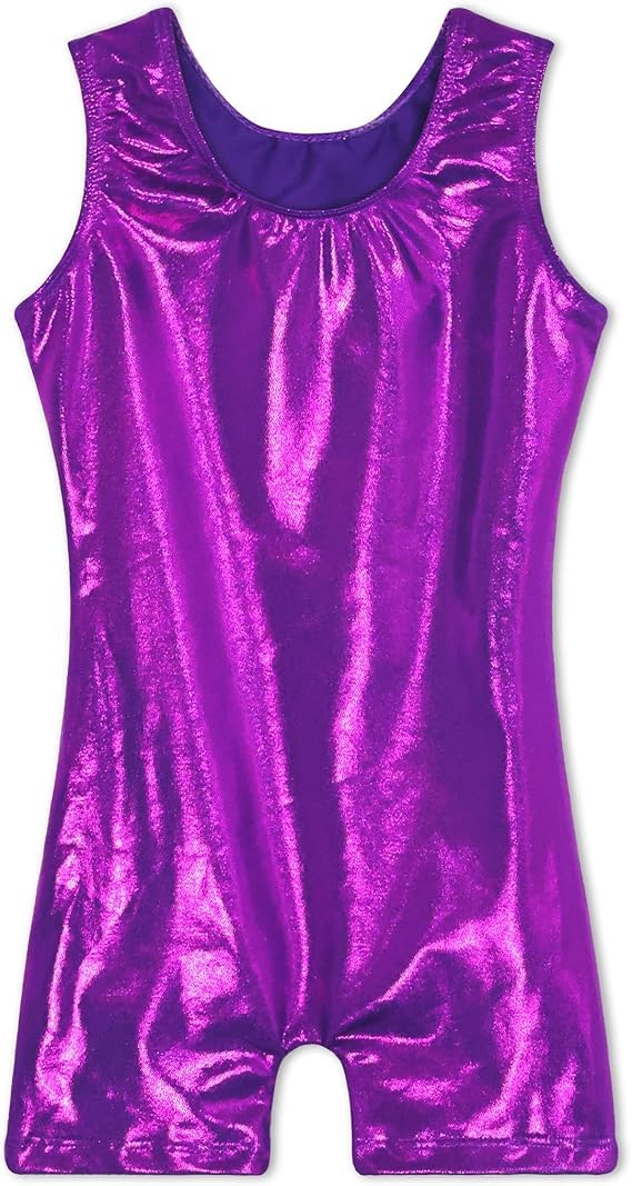 Gymnastics Girls Lycra Shorts Leather Jumpsuit