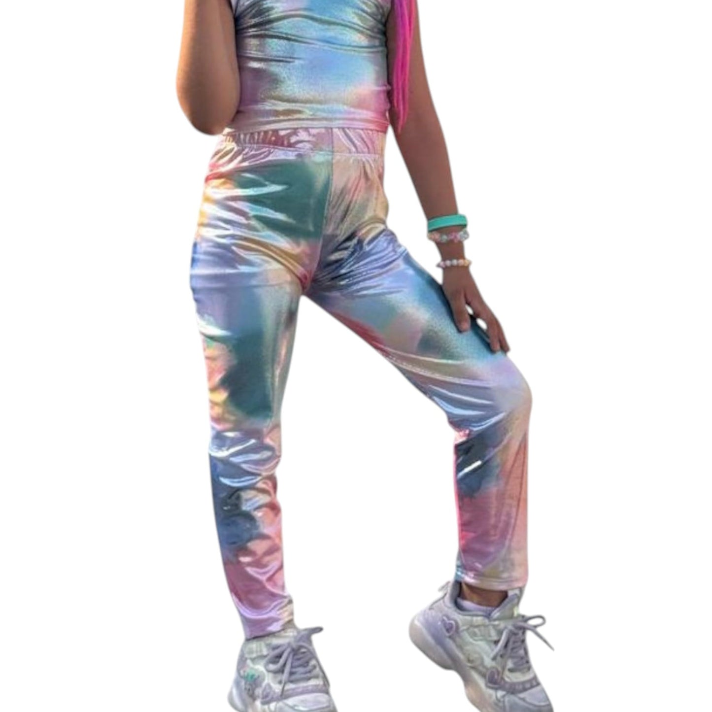 Kids Lycra Girls Leather Disco Sport Stretch