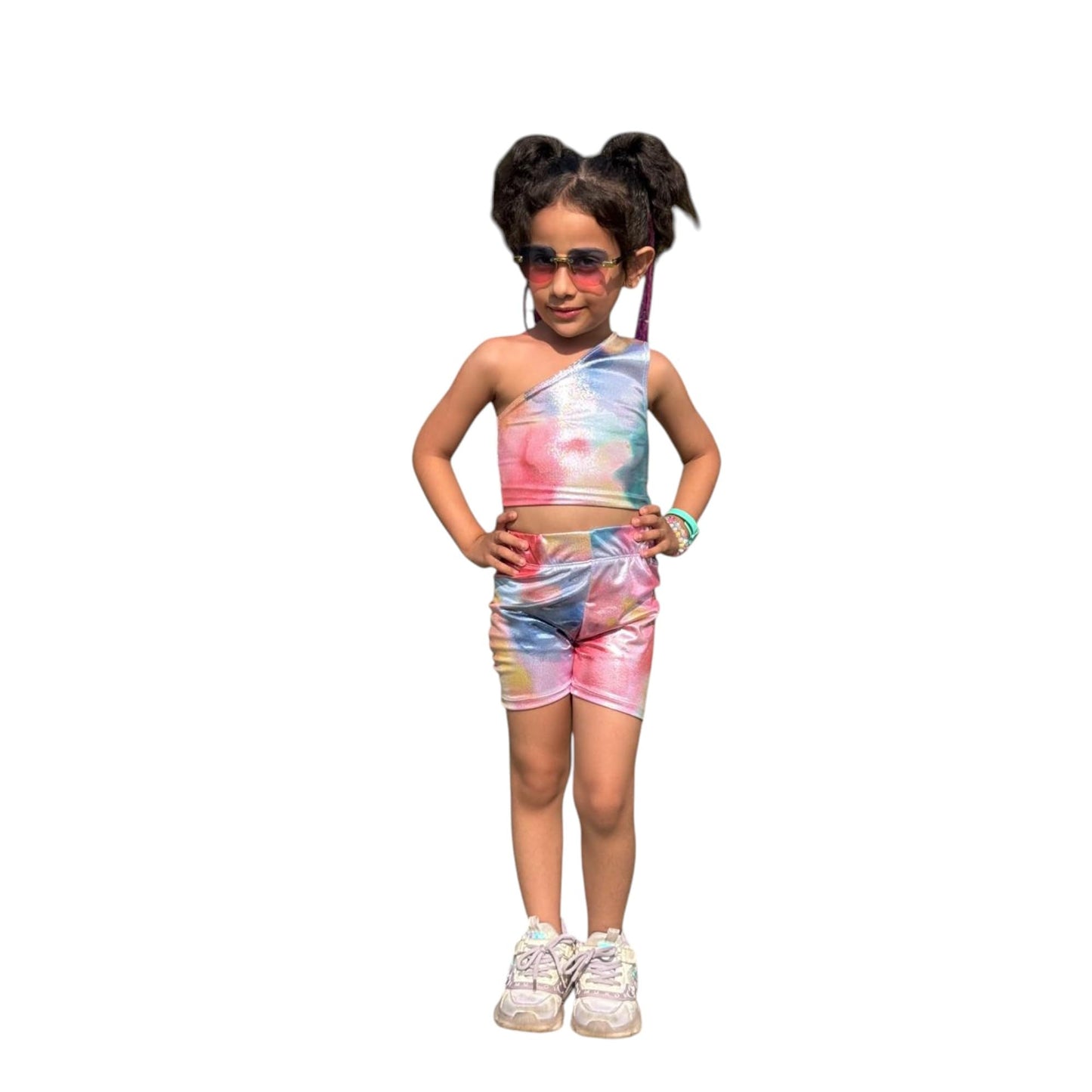 Lycra Set of 2 Pieces Gymnastics Ballet Crop Shoulder Shorts