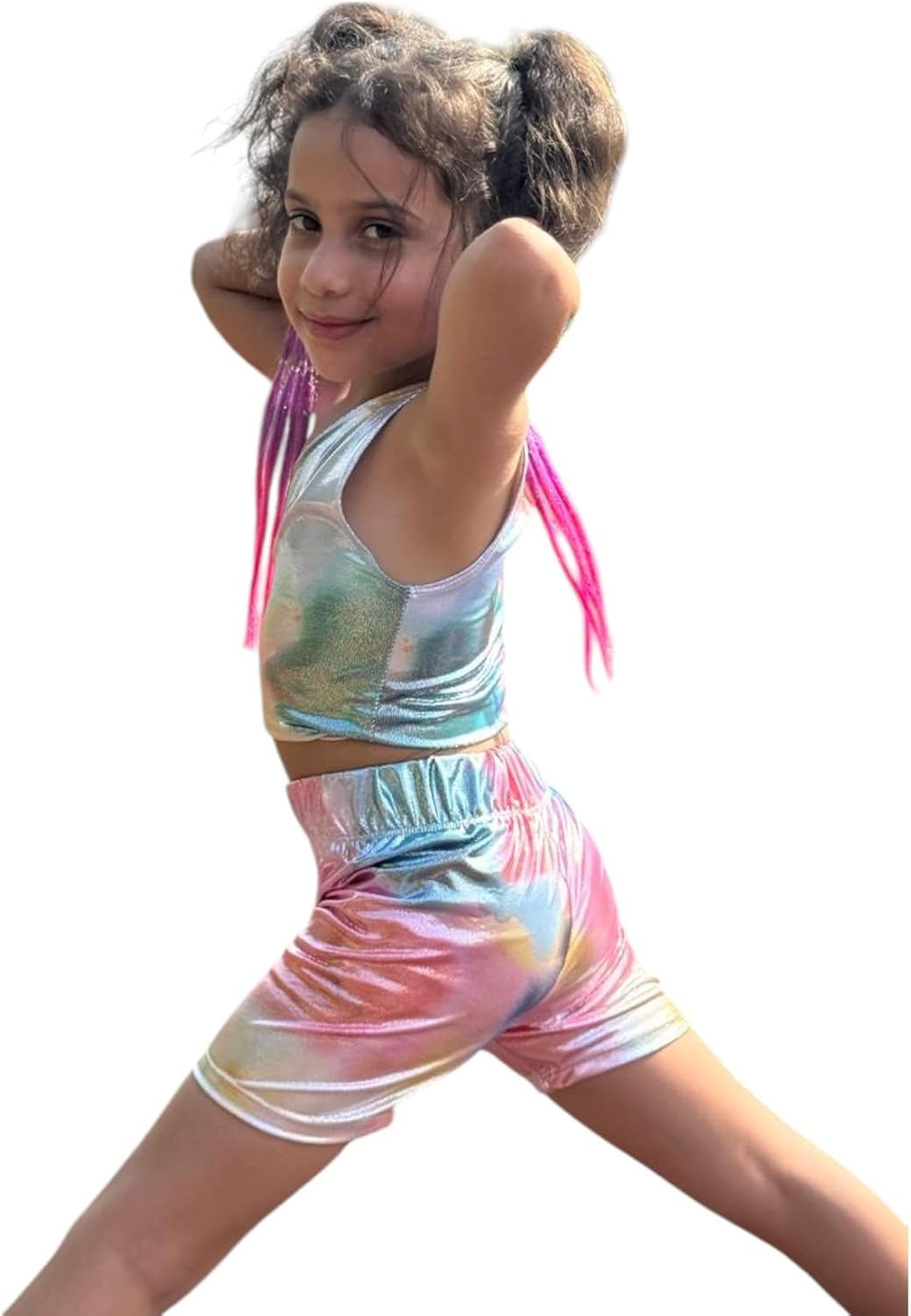 Lycra Set of 2 Pieces Gymnastics Ballet Crop Shoulder Shorts