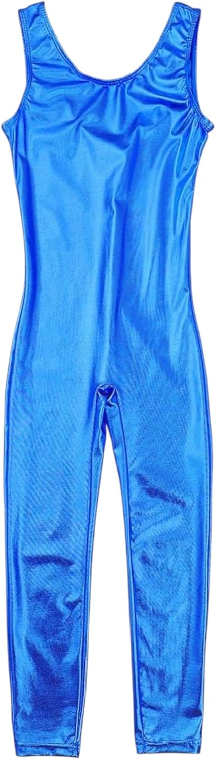 Gymnastics Girls Lycra Pants Leather Jumpsuit