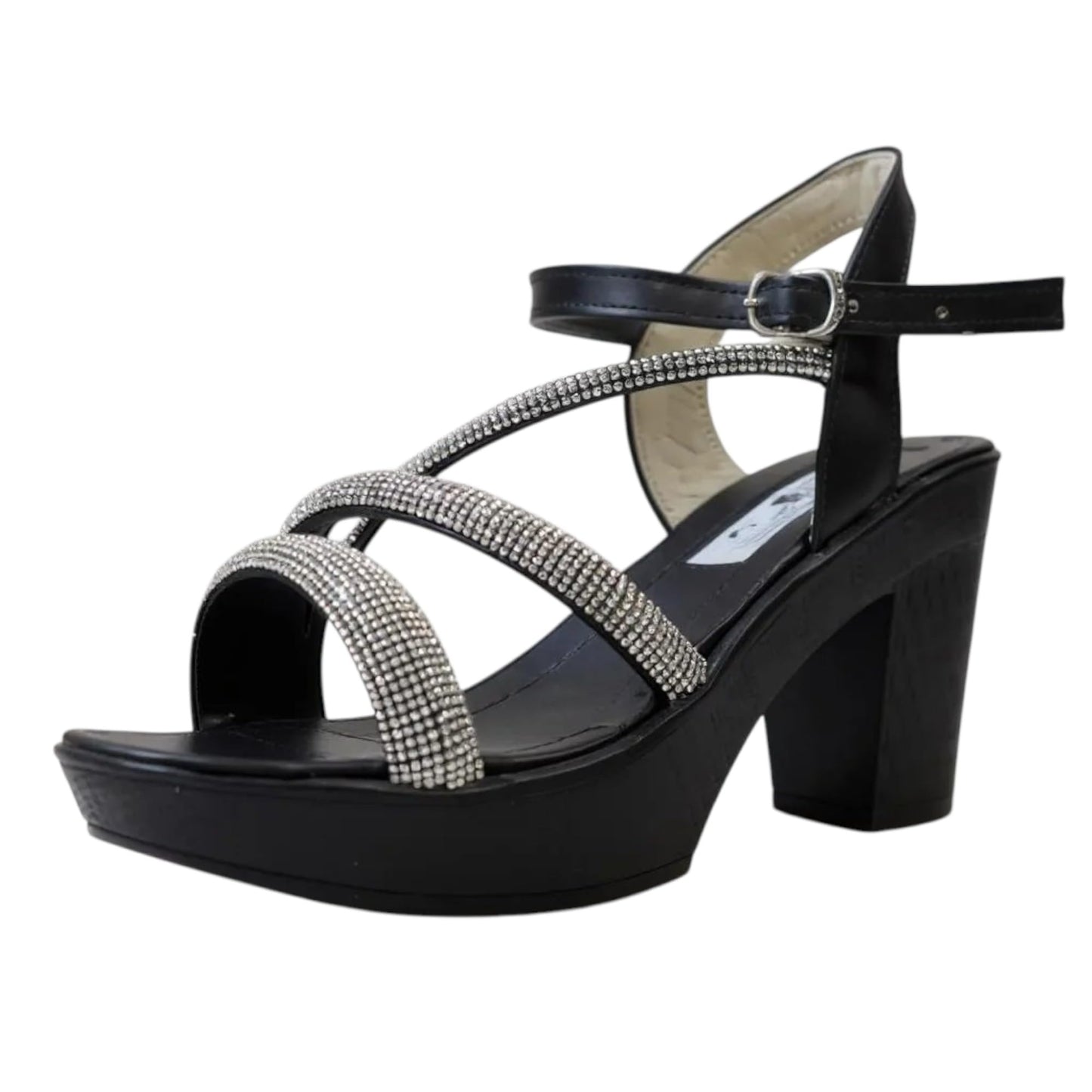 Crystal Sandal For Women Mid Heel
