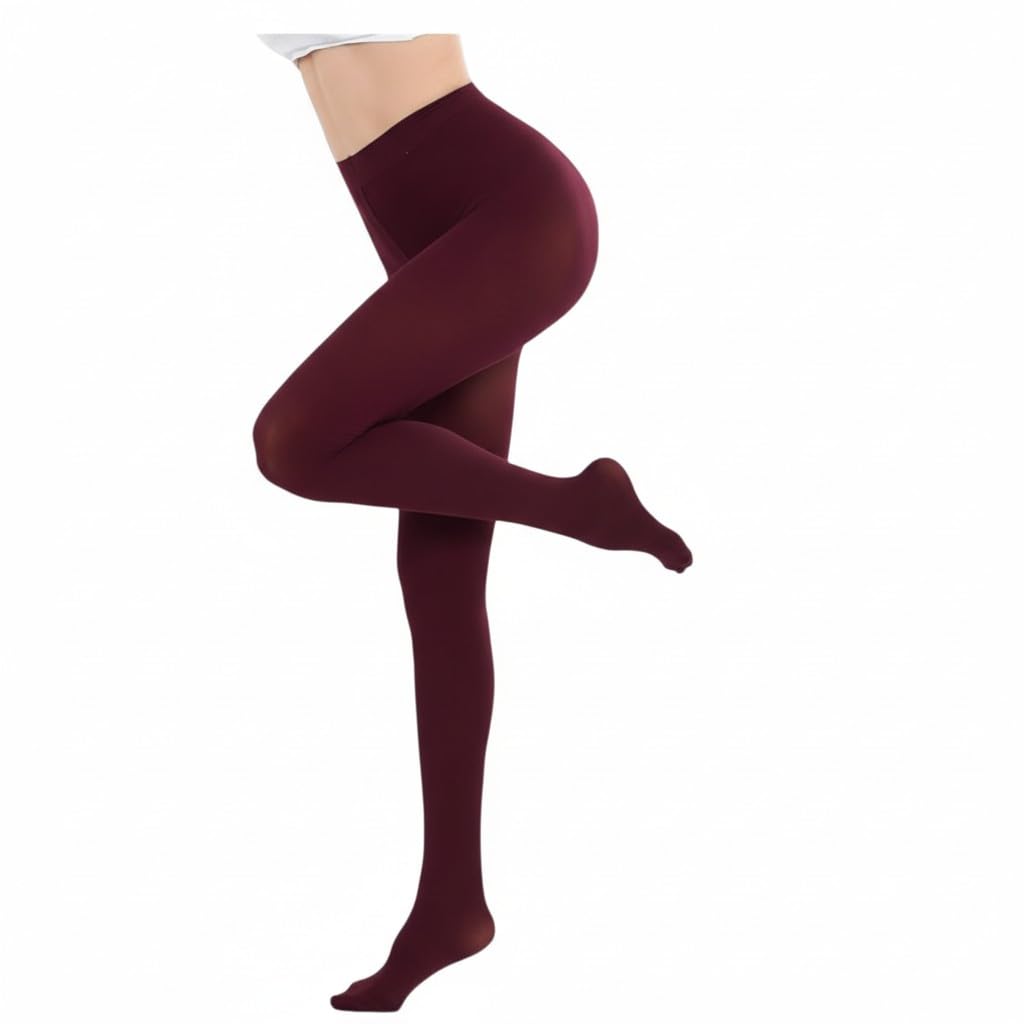 Ghils Women's Lycra Burgundy Tights Elastic Opac Daily Wear 90 Danes Fashion Design