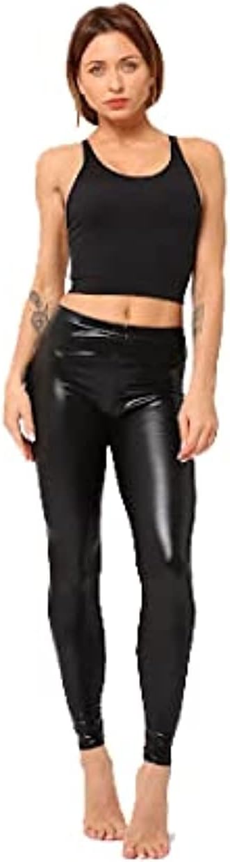 Stretch Sexy Leather Disco Glitter Women Lycra