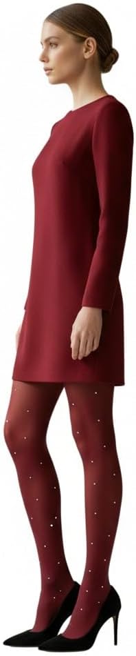 Ghils Opac Maroon Burgundy Embroidered Rhinestone Cologne 90 Danier 70% Polyamide 30% Lycra