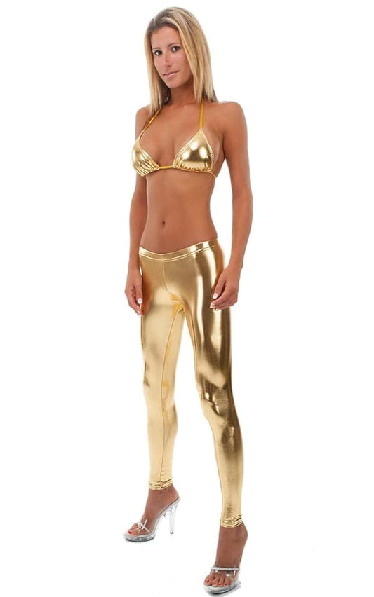 Women's Shiny Low Waist Stretch Leather Leggings Party Leggings