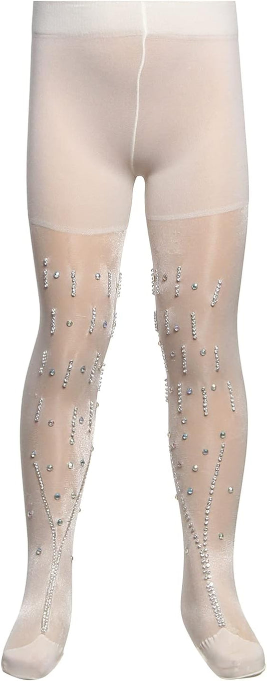 Bb Embroidered Tights For Girls - White