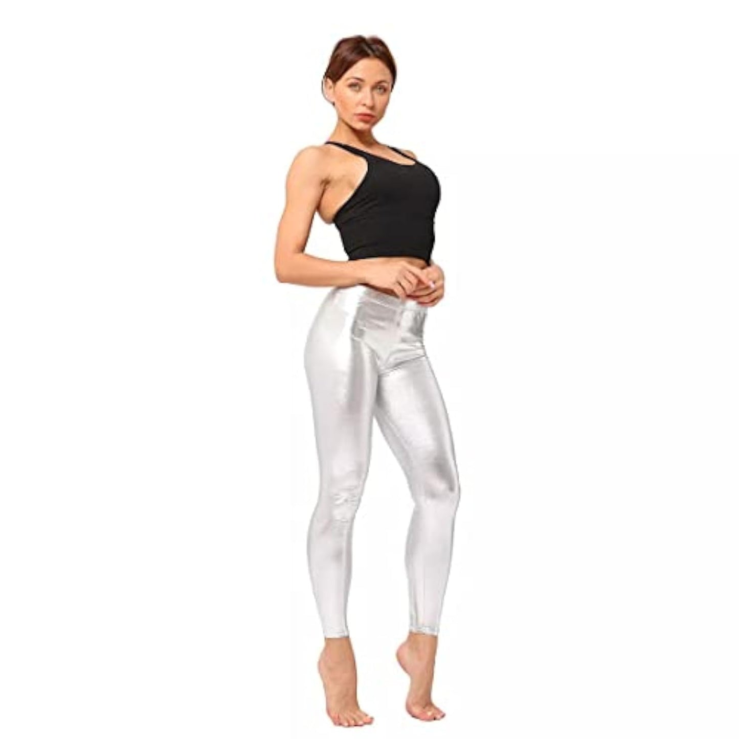 Stretch Sexy Leather Disco Glitter Women Lycra