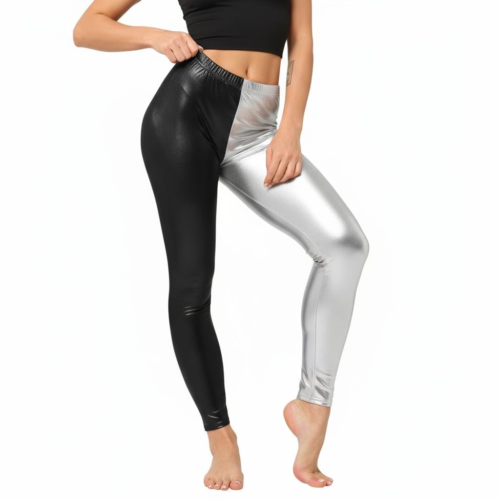 Stretch Sexy Leather Disco Glitter Women Lycra