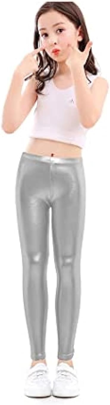 Girls' Stretch Lycra Faux Leather Leggings