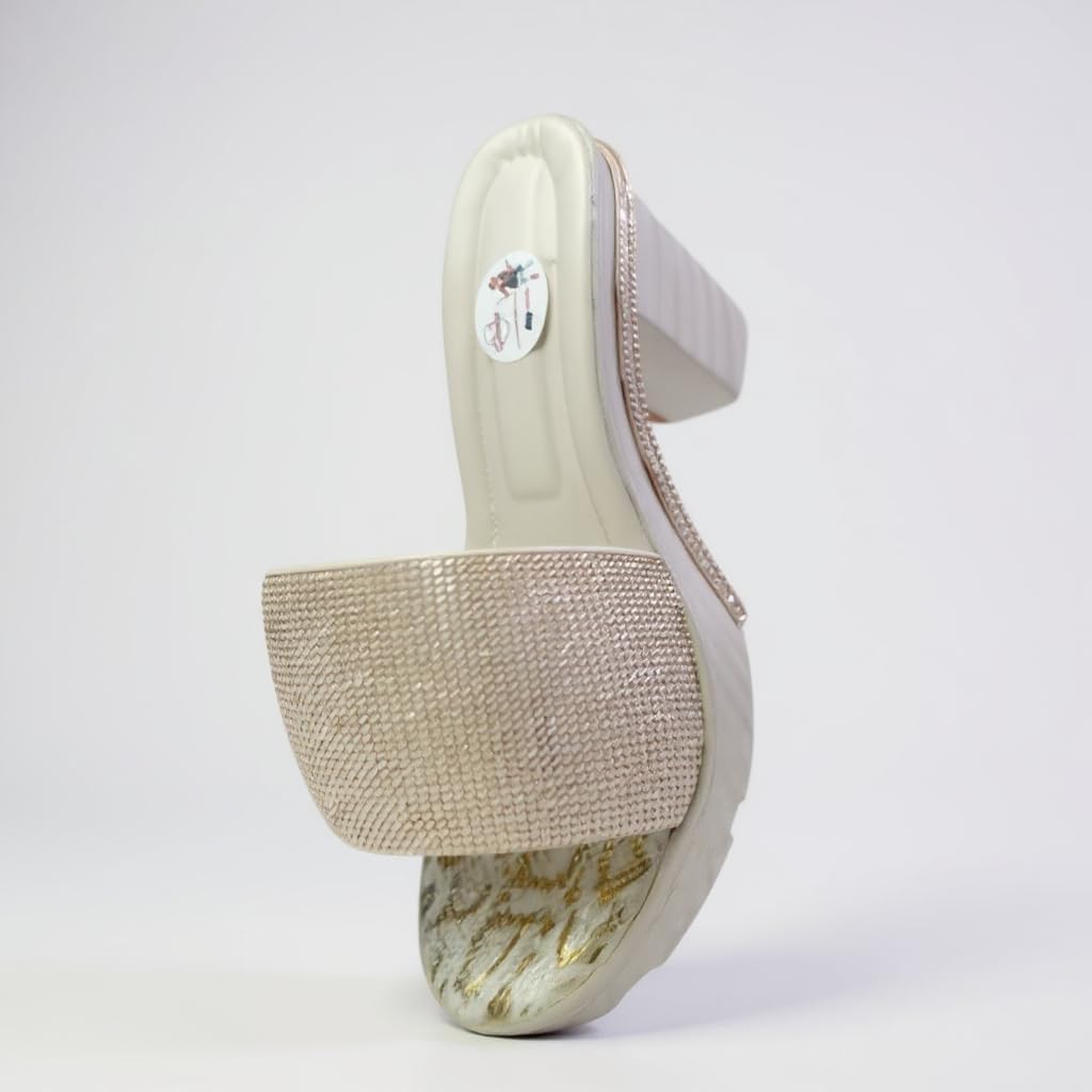 Ghils Women's Crystal Soiree Rhinestone High Heel Slippers