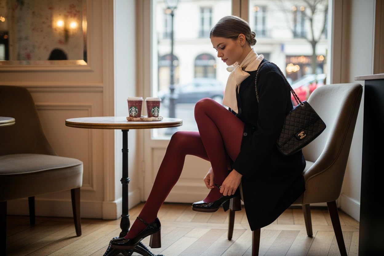 Generic Lycra Women's Tights Burgundy Maroon Opac Fabric Standard