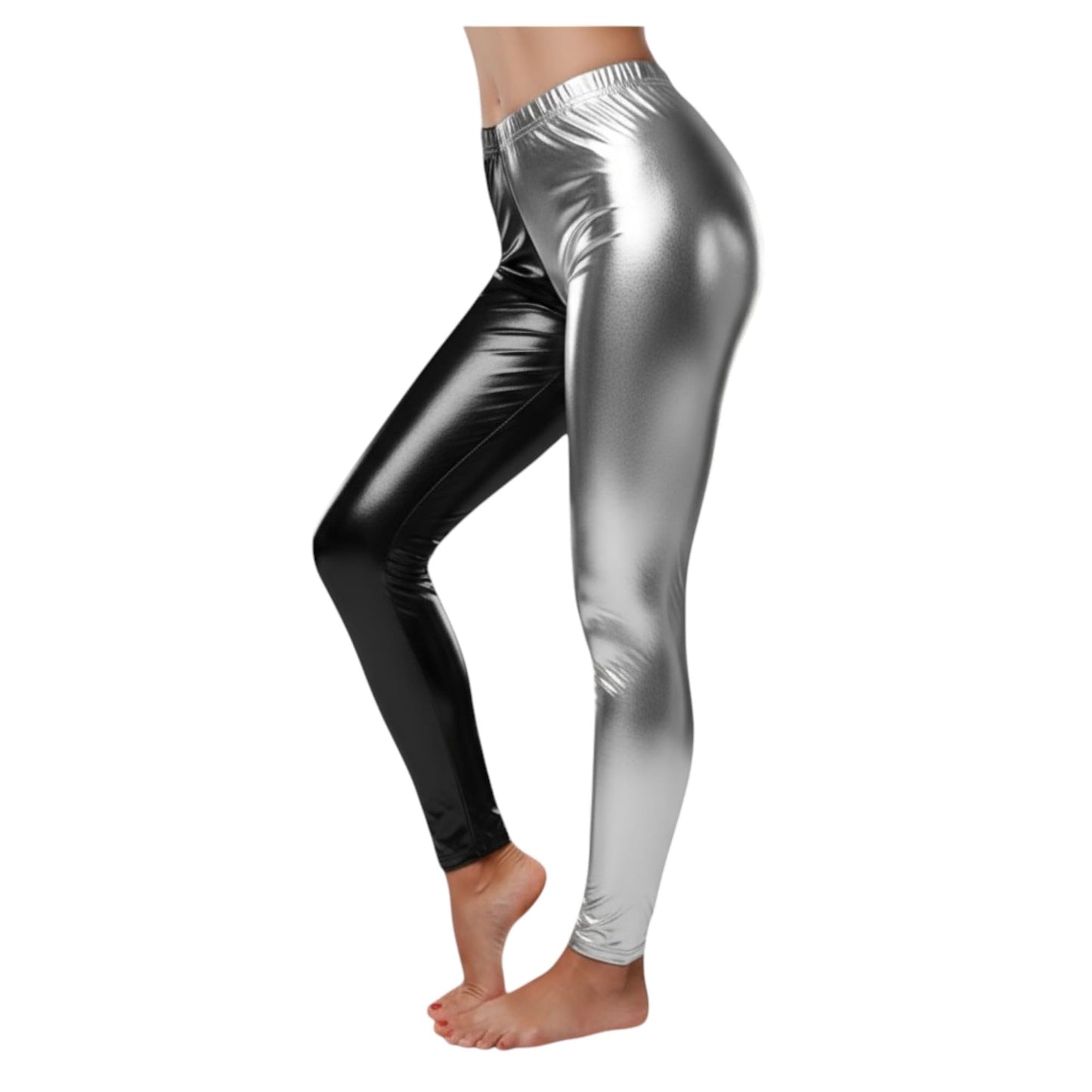 Ghils Girls Disco Leather Leggings, Multicolor Glitter Sweatpants, Fashion Design for Dance Performance Gymnastics