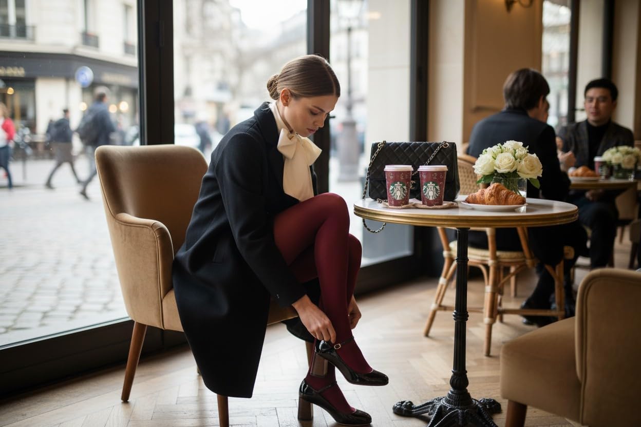 Generic Lycra Women's Tights Burgundy Maroon Opac Fabric Standard