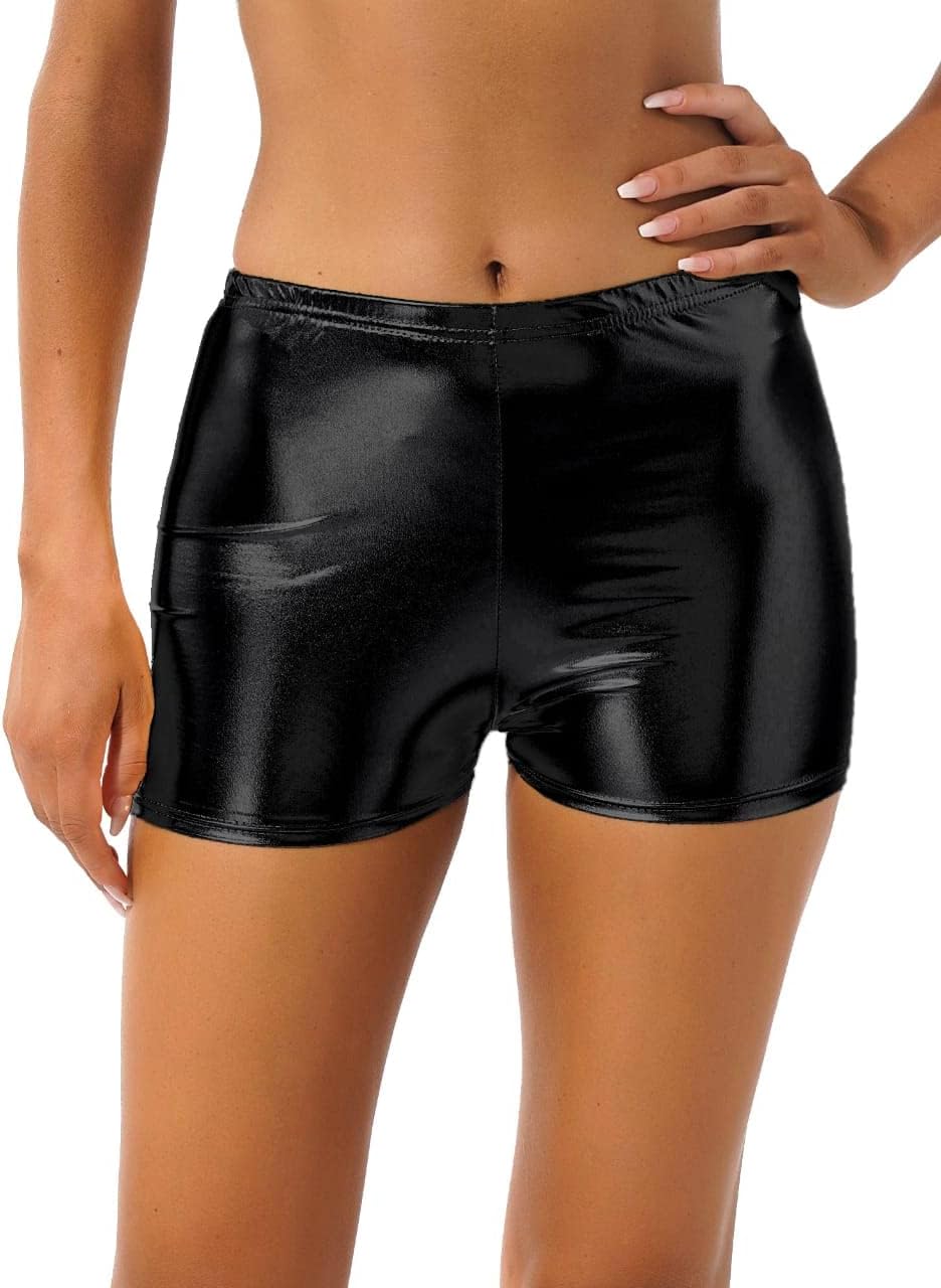 Women's Disco Lycra Shorts-Like Leather