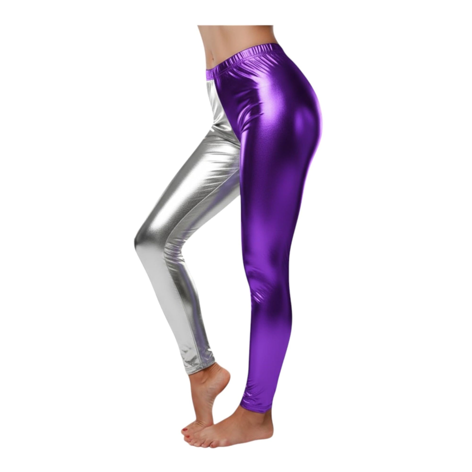 Ghils Girls Disco Leather Leggings, Multicolor Glitter Sweatpants, Fashion Design for Dance Performance Gymnastics