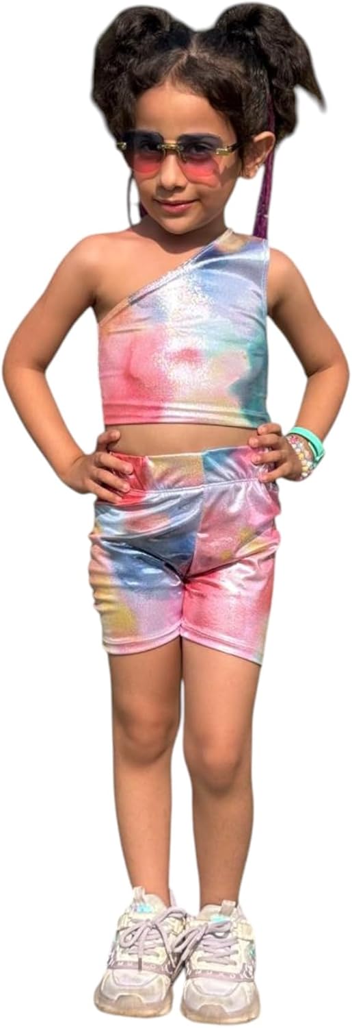 Lycra Set of 2 Pieces Gymnastics Ballet Crop Shoulder Shorts