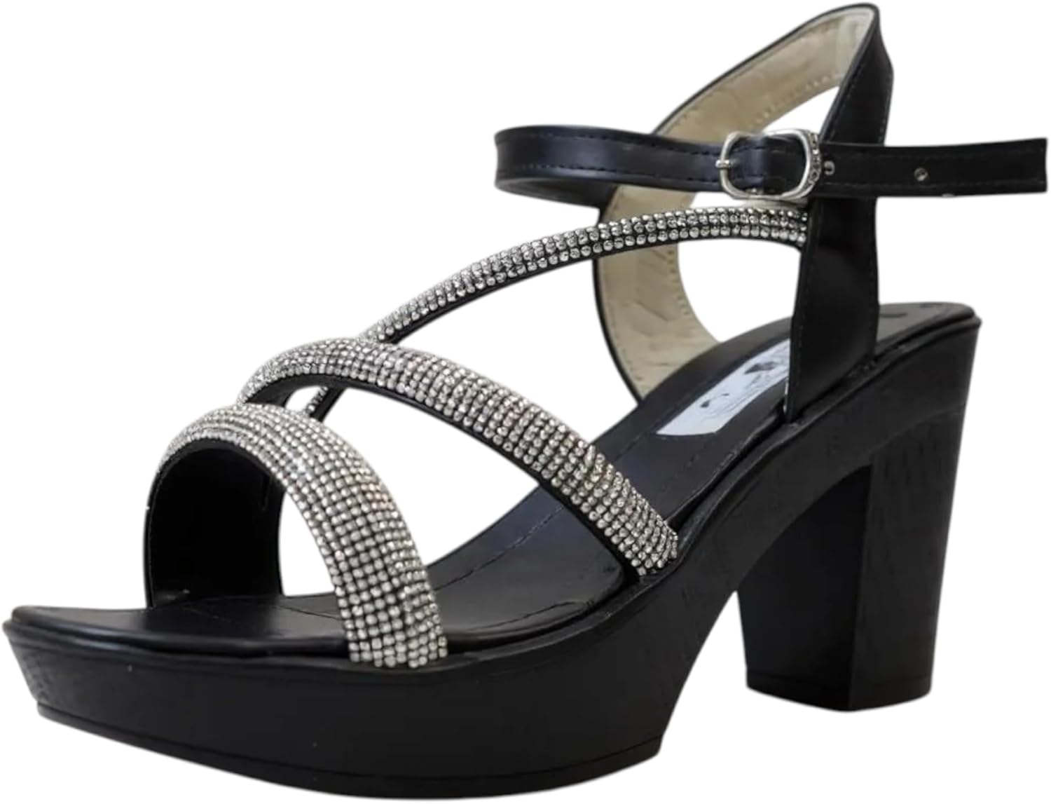 Crystal Sandal For Women Mid Heel