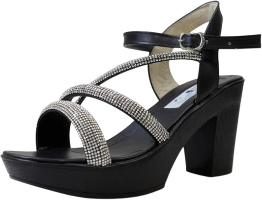 Crystal Sandal For Women Mid Heel