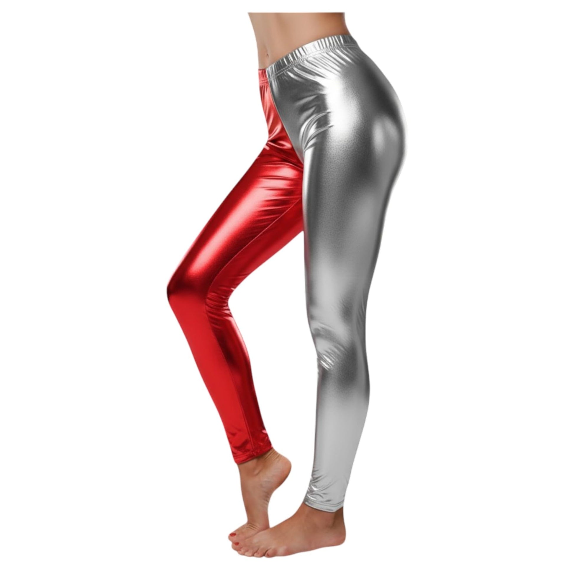 Ghils Girls Disco Leather Leggings, Multicolor Glitter Sweatpants, Fashion Design for Dance Performance Gymnastics