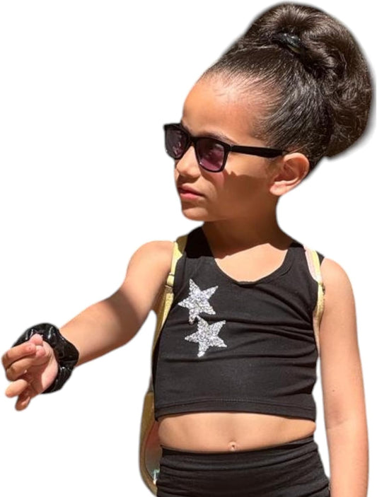 CROP TOP COTTON EMBROIDERED STAR