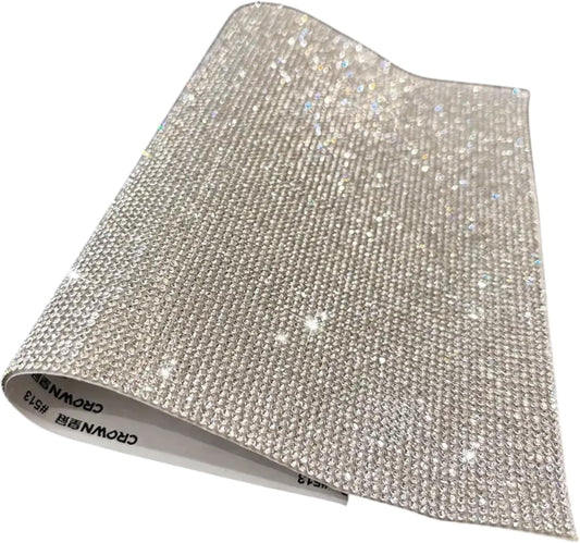 12 * 20cm Self-Adhesive Crystal Rhinestone Diamond Tape DIY Decoration Sticker with Rhinestones for Arts Crafts Car Phone Decor (Silver)